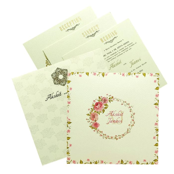 White Pink Floral Invitation Card-King of Cards