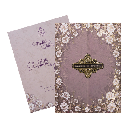 Lavender Floral Padded Wedding Card-KSH72460