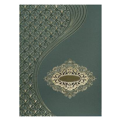 Dark Green Gold Geometric Padded Wedding Card-KSSC2200