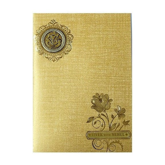 Brown Gold Floral Design With Ganesha Sticker And Name Plate-KNCM30NM