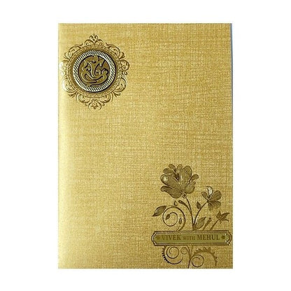 Brown Gold Floral Design With Ganesha Sticker And Name Plate-KNCM30NM