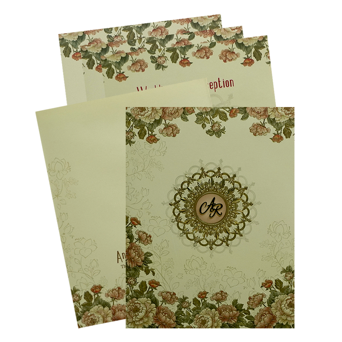 Light Ivory Floral Wedding Card-King of Cards