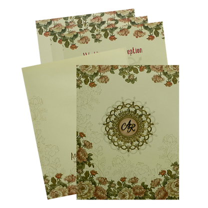 Light Ivory Floral Wedding Card-KPR09700