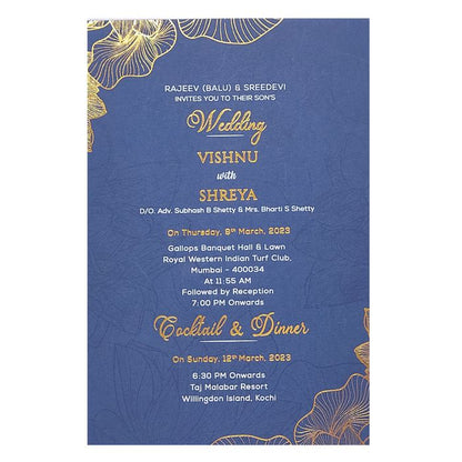 Blue Single Sheet Designer Invite With Gold Foiling Touch-KNKYP006-King of Cards