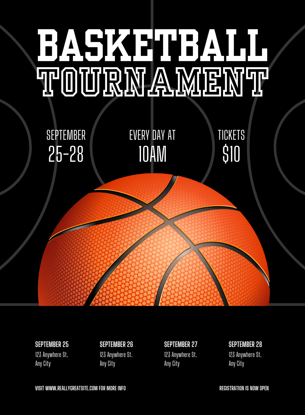 Black Ball Basketball Invitation-AABET001