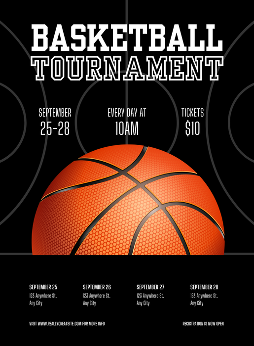 Black Ball Basketball Invitation-AABET001