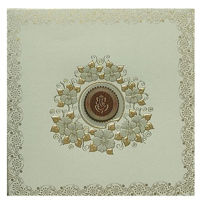 Grey Floral Nameplate Padded Invitation Card-King of Cards