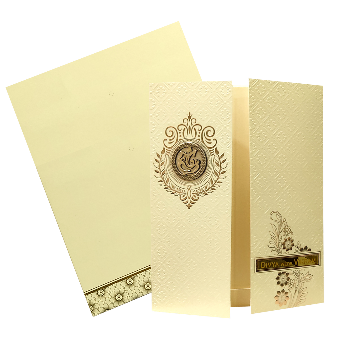 Yellow Embossed Wedding Card-King of Cards