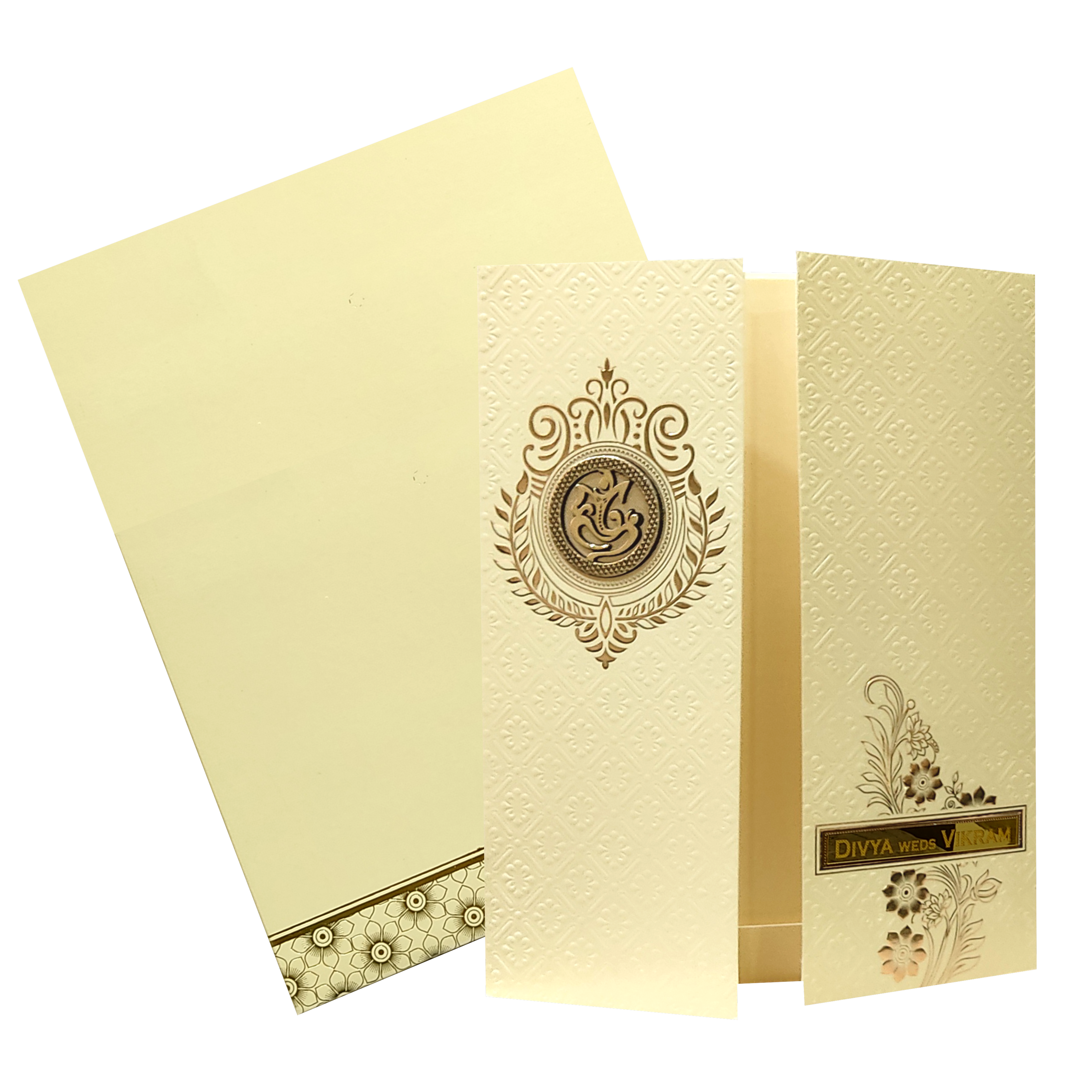 Yellow Embossed Wedding Card-King of Cards