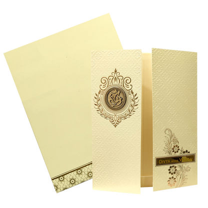 Yellow Embossed Wedding Card-King of Cards