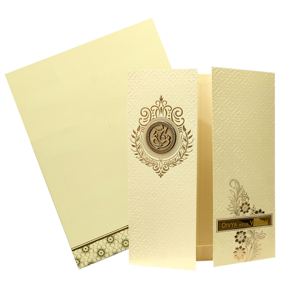 Yellow Embossed Wedding Card-King of Cards