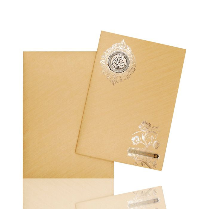 Gold Metallic Floral Designer Invitation Card-KNM2102G-King of Cards