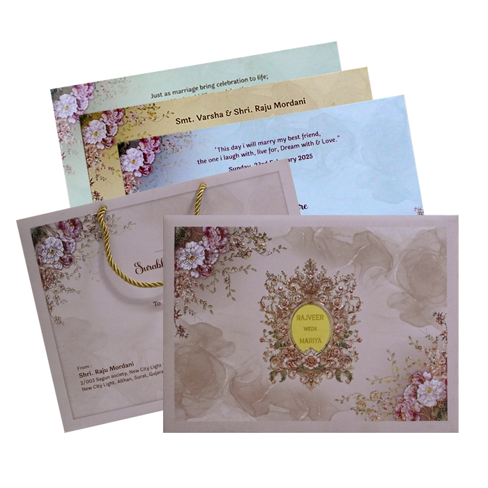 Light Pink Padded Invitation Box-King of Cards