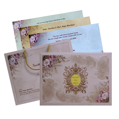 Light Pink Padded Invitation Box-King of Cards