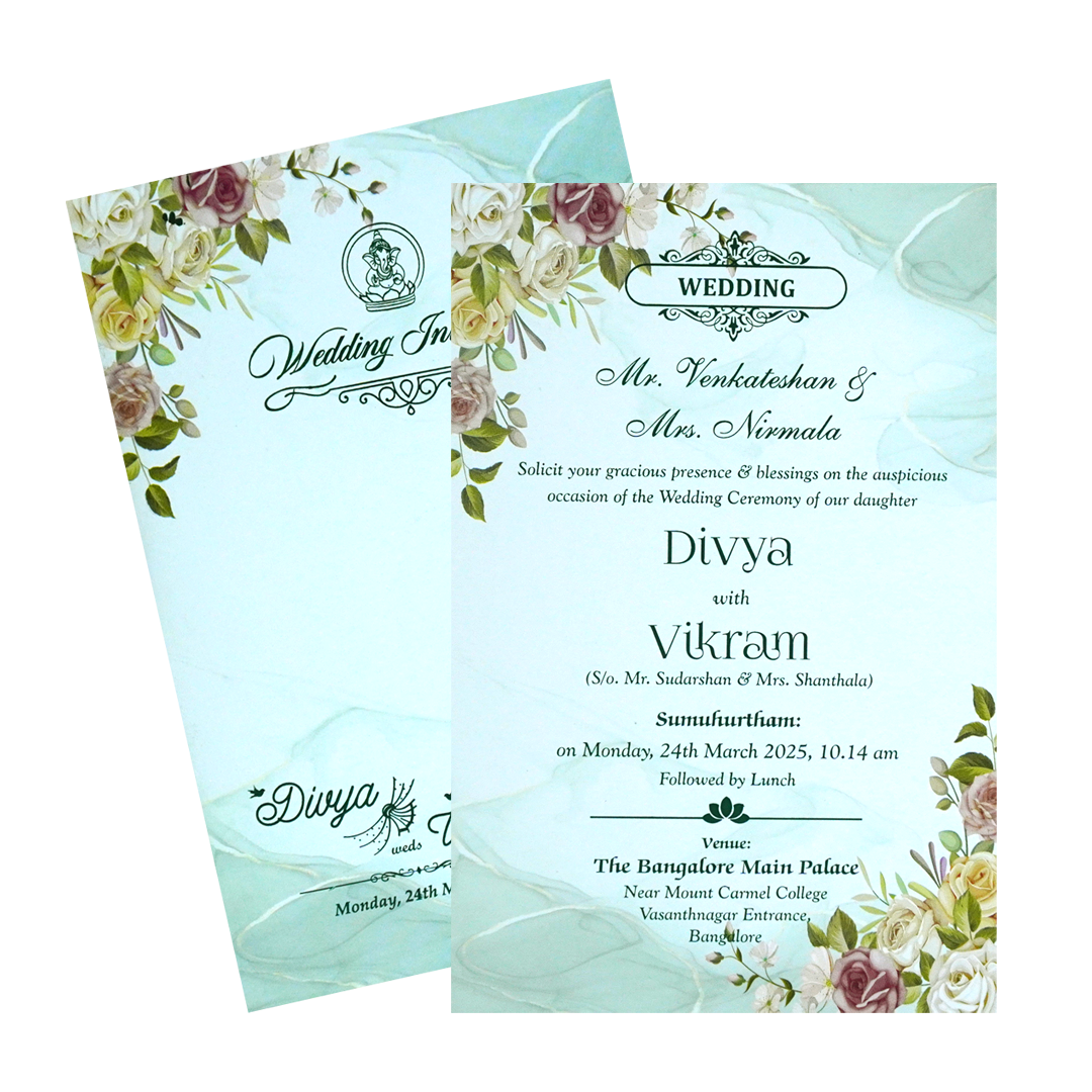 Green Floral Single Card-KNS0353G