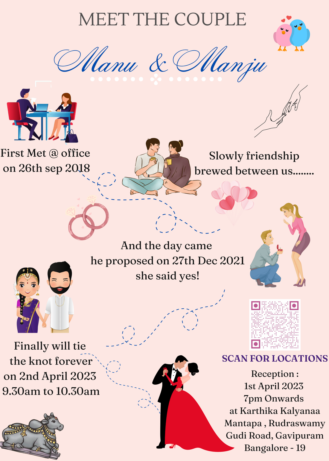 Pink Theme Couple Invitation Card-EINK0010