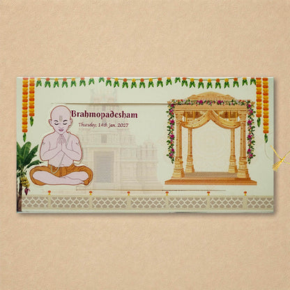 Cream Brahmopadesham Invitation Card-KNKRL120