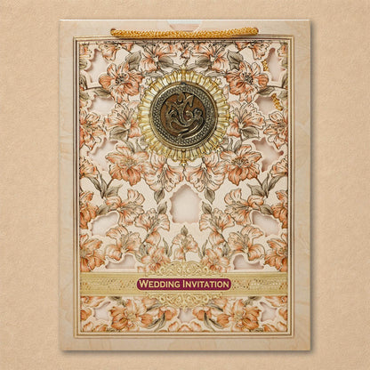 Pink Floral Bag Style Wedding Card-KNAV1803