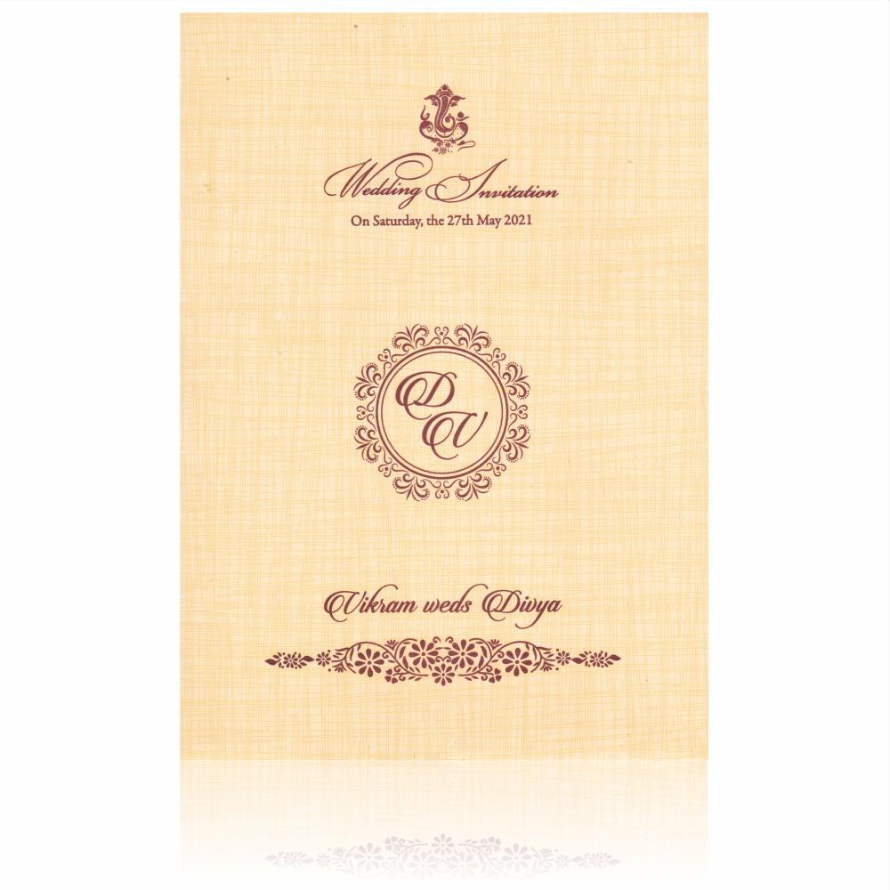Blue Metallic Floral Print And Ganesha With Gold Foiling-KNCM819B