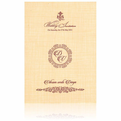 Blue Metallic Floral Print And Ganesha With Gold Foiling-KNCM819B