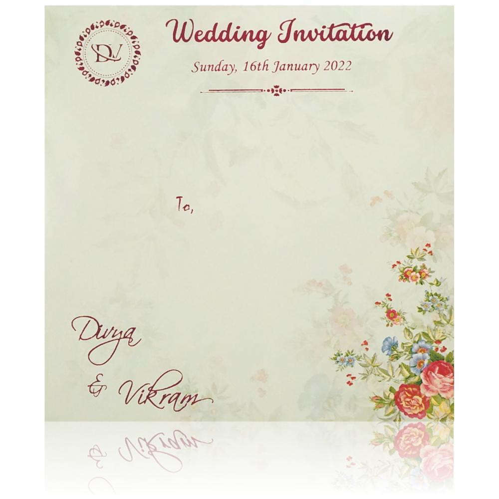 Pista green flower blooming wedding invitation card-KNCT8801
