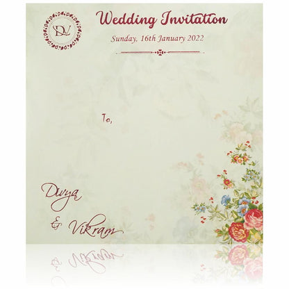 Pista green flower blooming wedding invitation card-KNCT8801