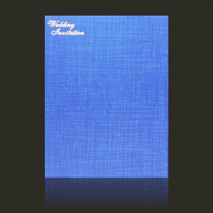 Enchanting Blue Shading With Laser Cut Wolly Material Wedding Card