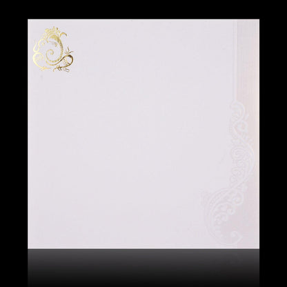 Gold Foiling Embossed Ganesha With Pristine White Shading Wedding Card - KNK08190