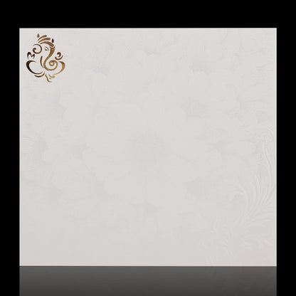 Gorgeous Gold Foiling Ganesha With White Shading Wedding Card - KNK1004