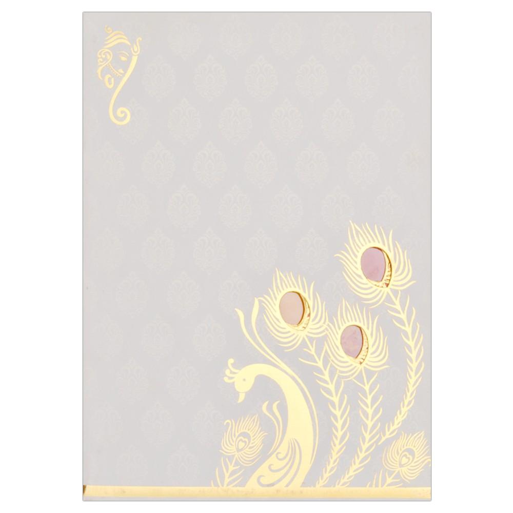 Red Peacock Gold Foiling Invitation