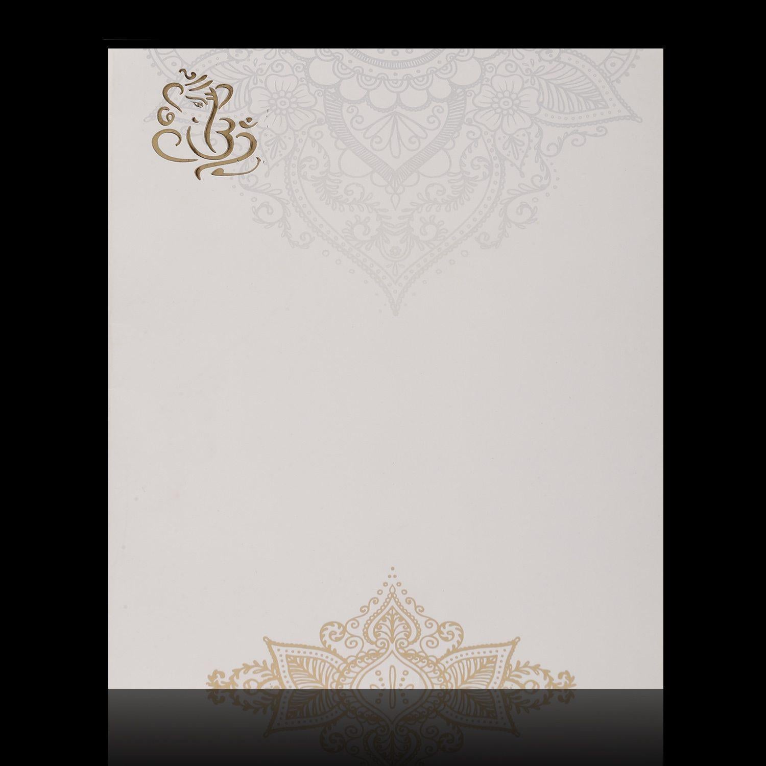 Gold Foiling Ganesha With Floral Theme Wedding Card - KNK1316