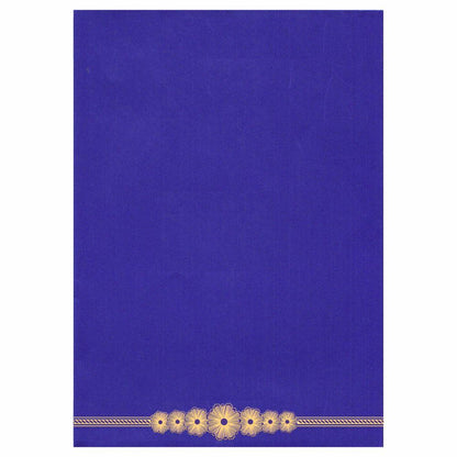 Lovely Gold Foiling Floral Border With Blue Shading Wedding Card-KNK1738
