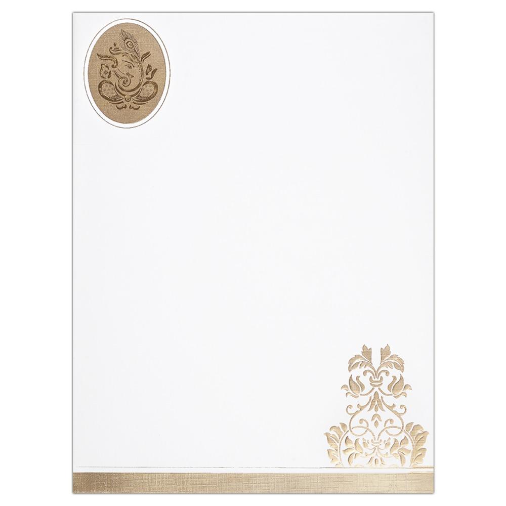 Invitation Card - The Pure Divinity Hindu Ganesha Card in White-KNK1961