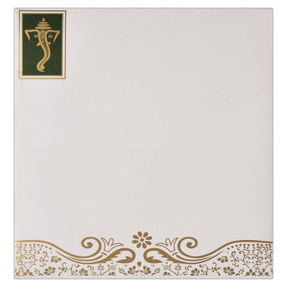 Attractive Invitation Card with Ganesh on Green and White background-KNK2003