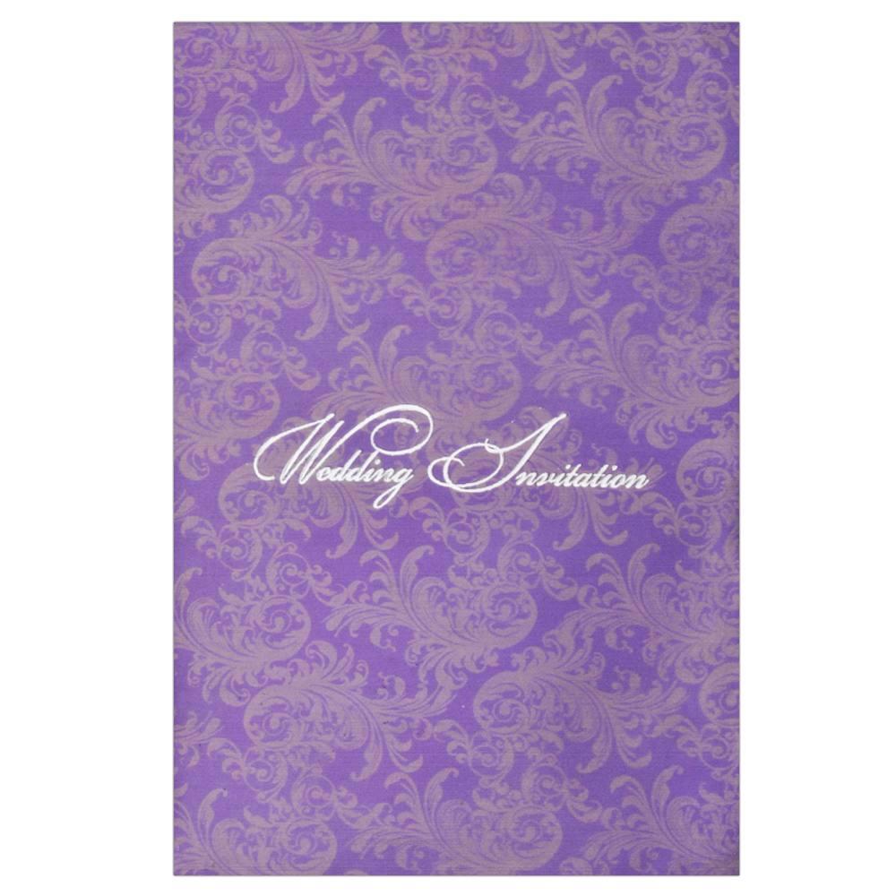 Endearing Violet Shading With Flower Theme Padded Wedding Card - KNK2068