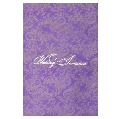Endearing Violet Shading With Flower Theme Padded Wedding Card - KNK2068