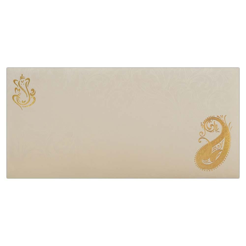 Classy Gold Floral and Ganesha Wedding Invitation Card-KNK2142