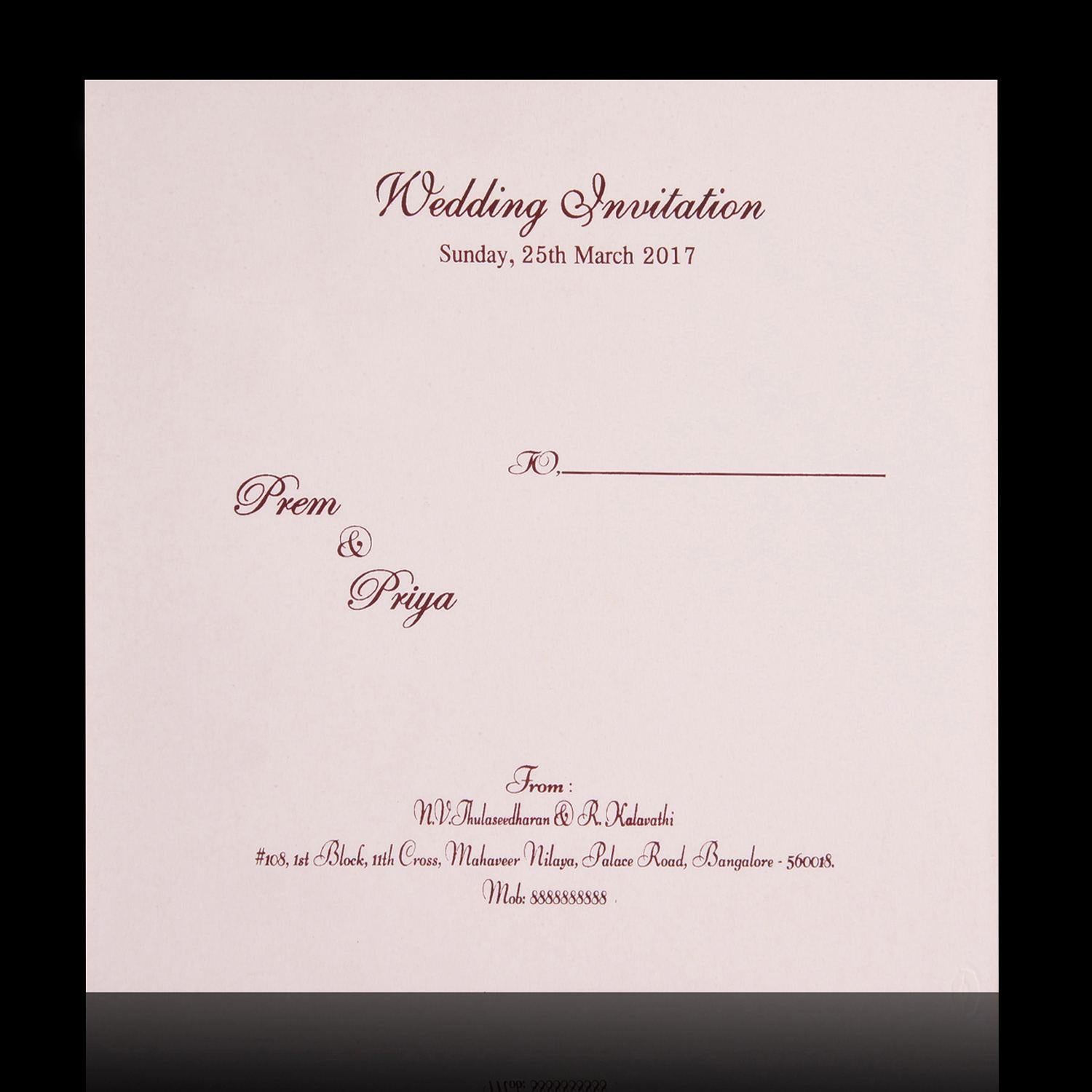 Charming Cream Shading Padded Wedding Card - KNK2298