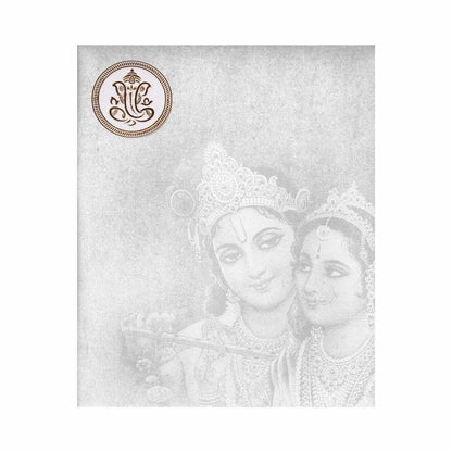 Invitation Card - Designer White Ganesha Radha Krishna Card - KNK2447