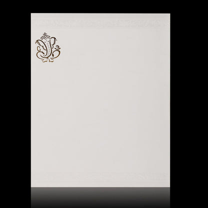 Unique Gold Foiling Ganesha With Pristine White Shading Wedding Card - KNK2788