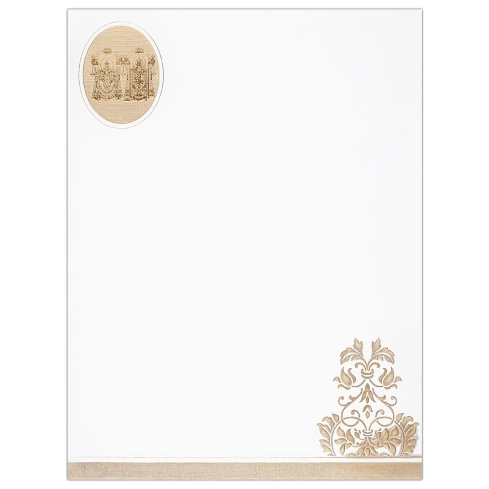 Invitation Card - Lord Balaji Card in White and Beige - KNK2834
