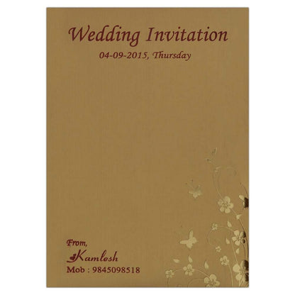 Invitation Card - Scintillating Brown and Golden Butterfly Invitation card-KNK2931