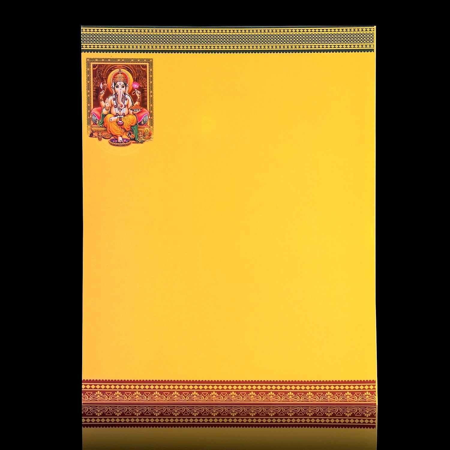Yellow Ganesha Shiva Parvathi Invitation Card