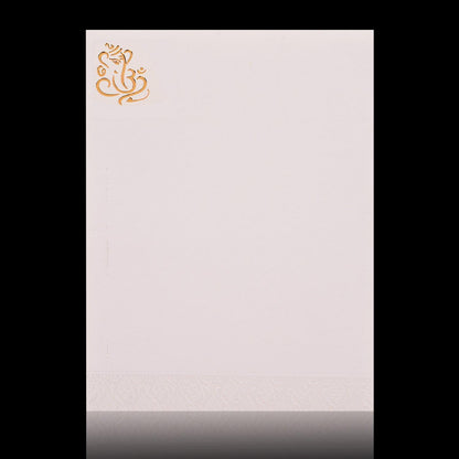 Pristine White Shading With Floral Theme Ganesha Wedding Card - KNK30330