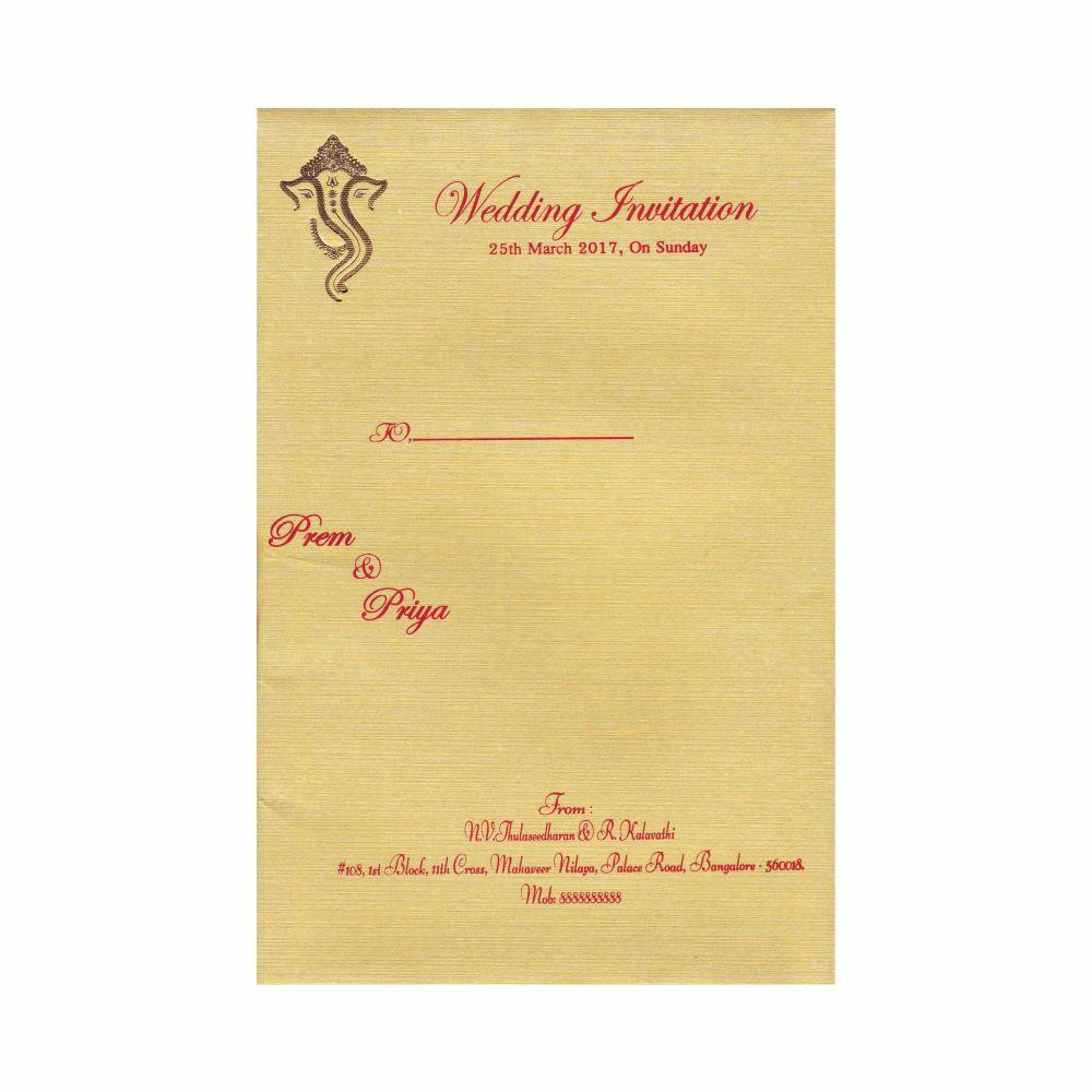 Satin Red Golden Ganesha Card -  KNK3050