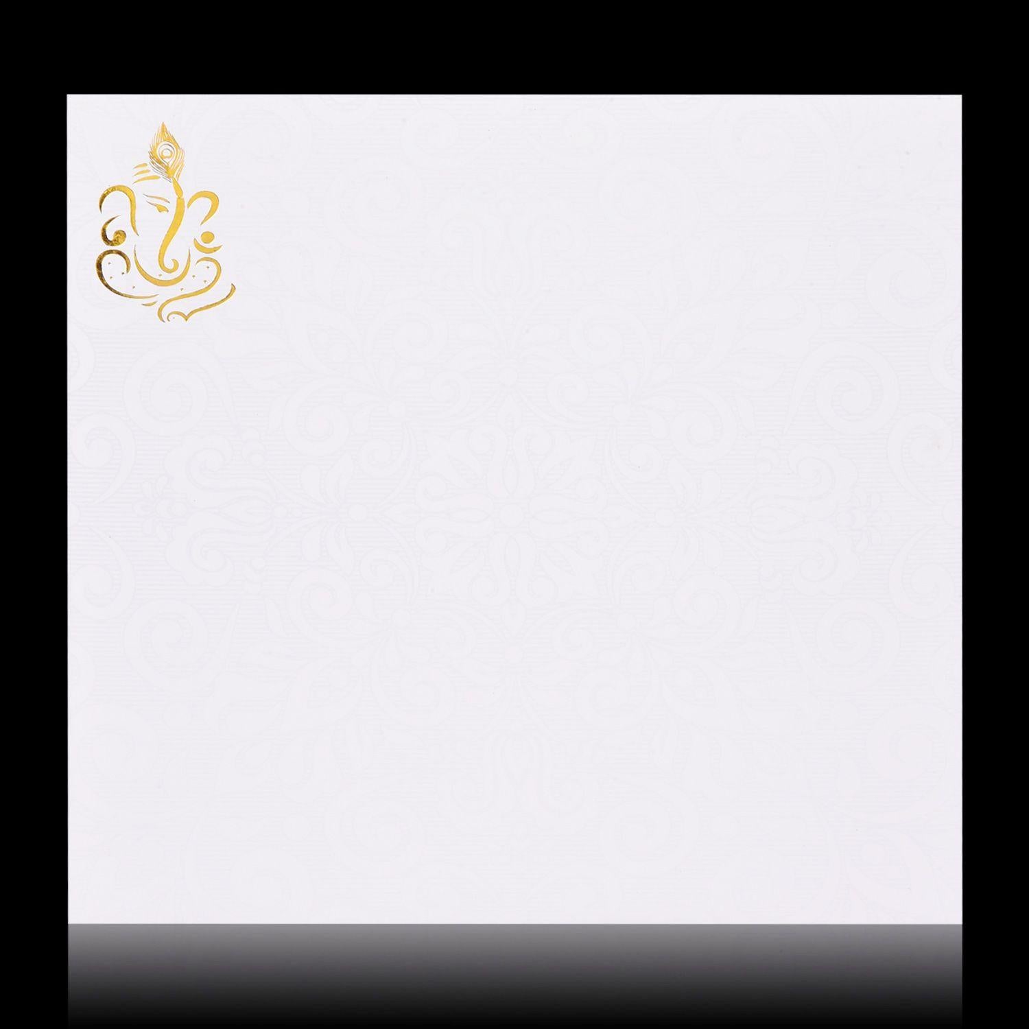 Gorgeous Gold Foiling Ganesha With Cut Design Wedding Card - KNK30530