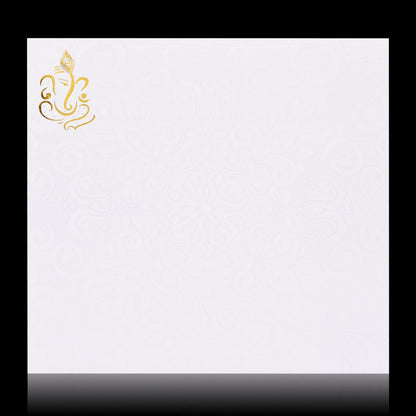 Gorgeous Gold Foiling Ganesha With Cut Design Wedding Card - KNK30530