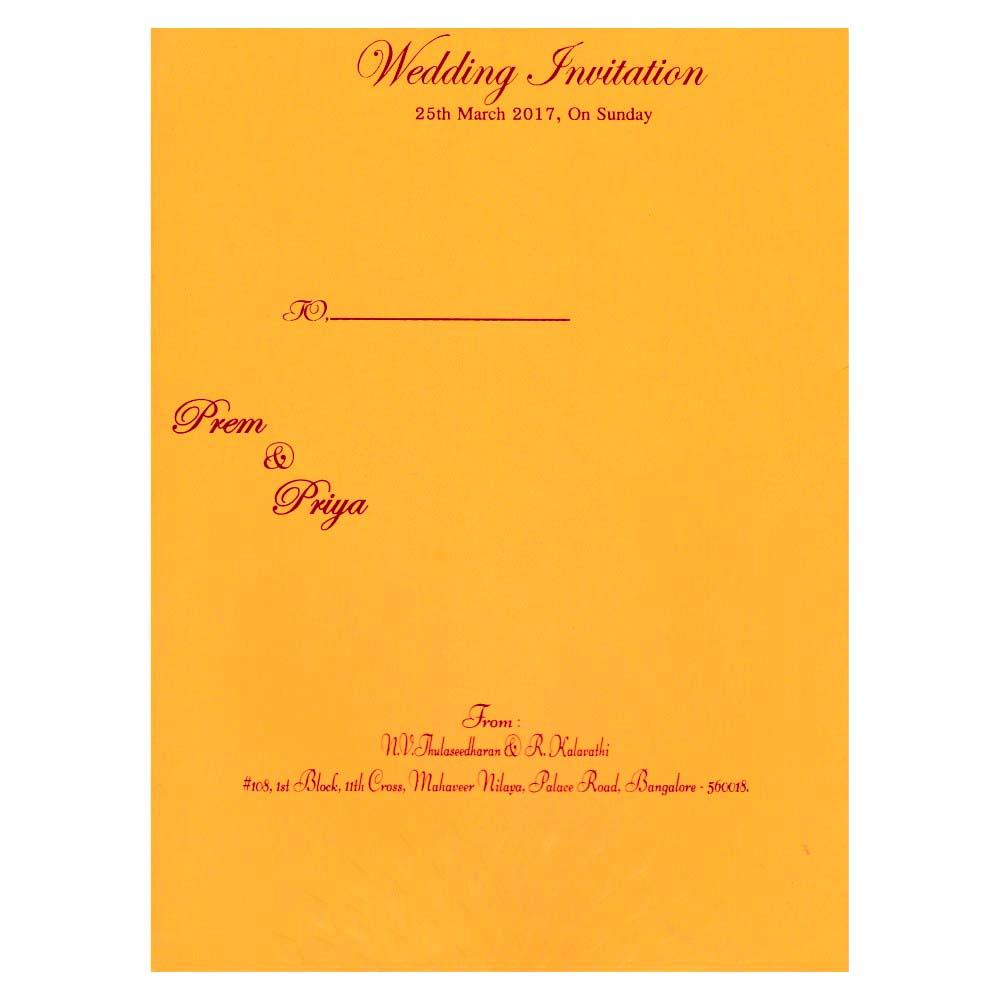 Lovely Yellow Shading With Ganesha Theme Wedding Card - KNK3257