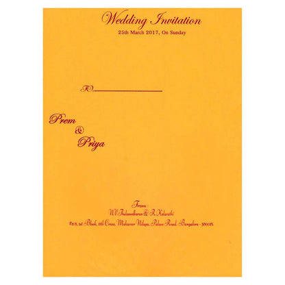 Lovely Yellow Shading With Ganesha Theme Wedding Card - KNK3257
