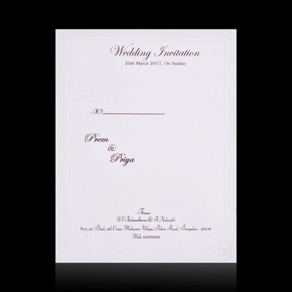 Gold Foiling Embossed Ganesha With White Shading Wedding Card - KNK3290